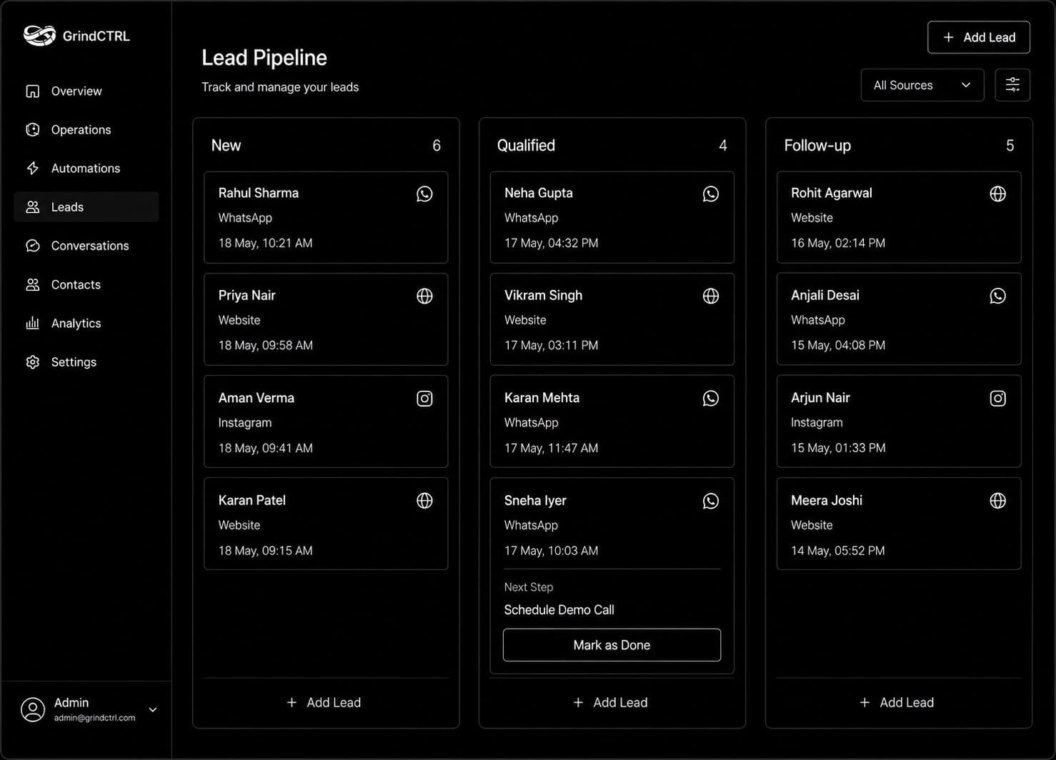 Lead pipeline & follow-up