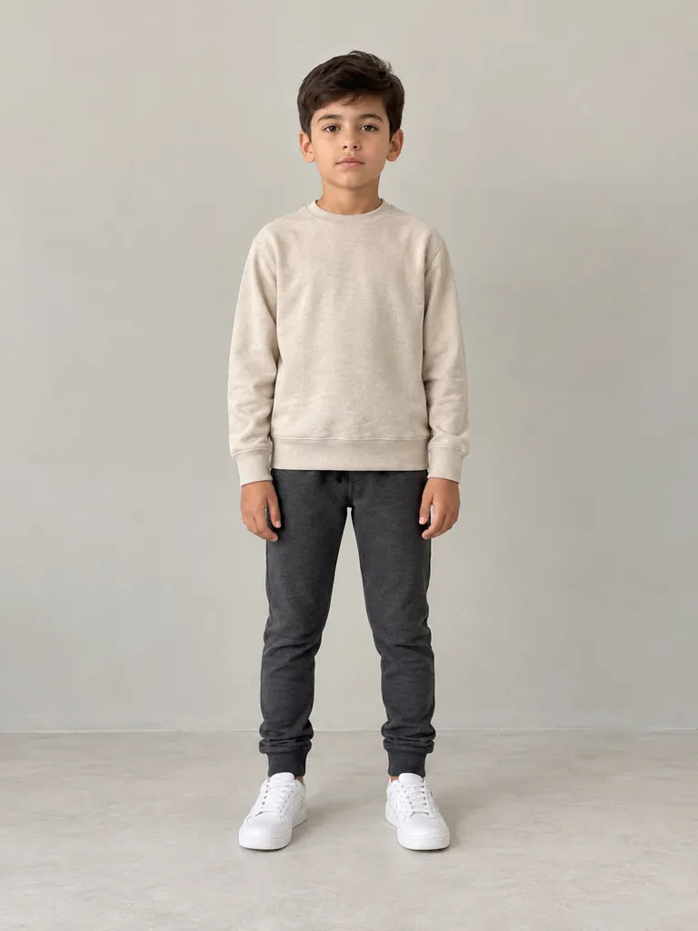 Try-on image: crew sweatshirt on the sixth shopper.